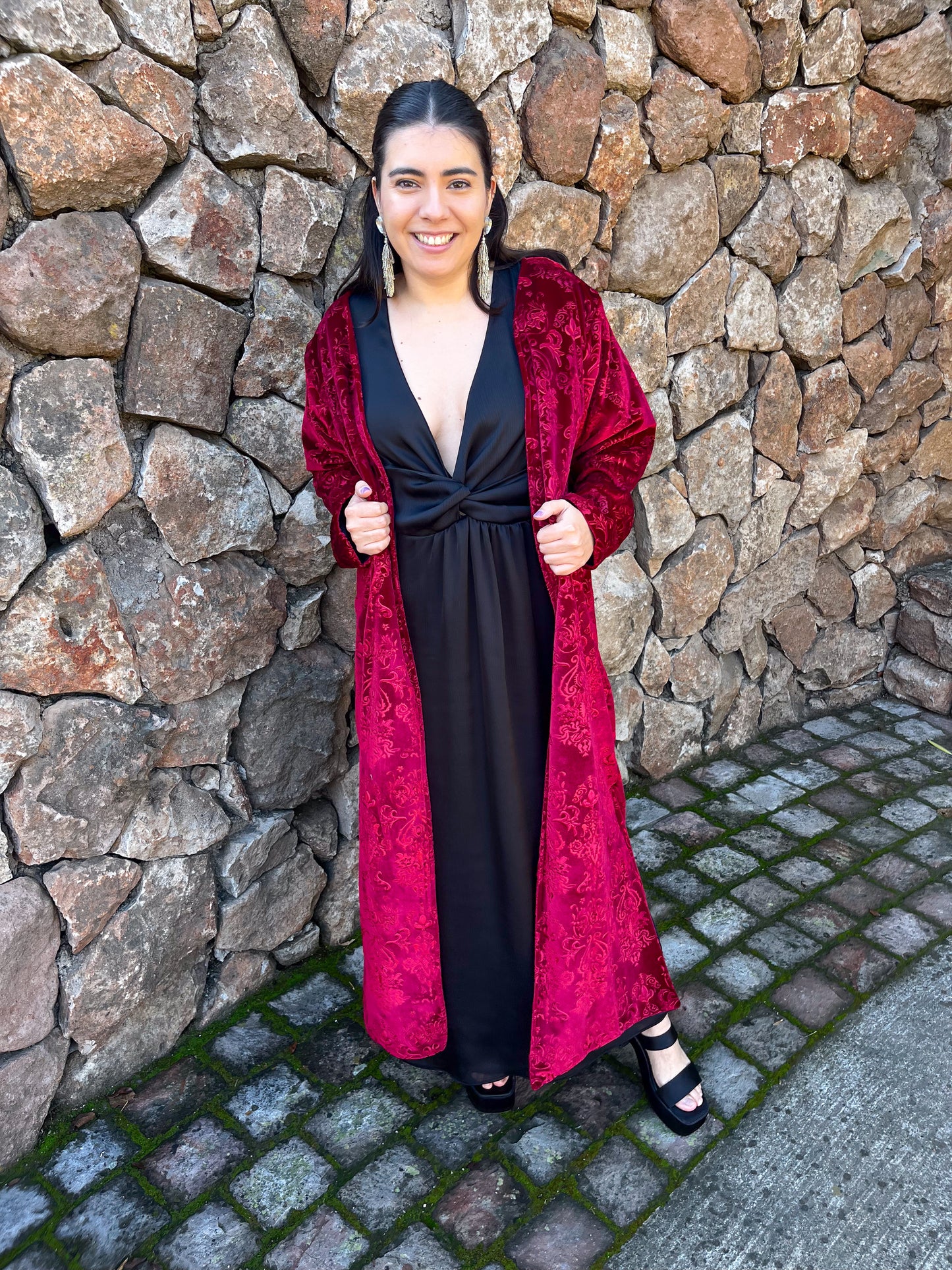 Kimono Terciopelo Rojo Diseño