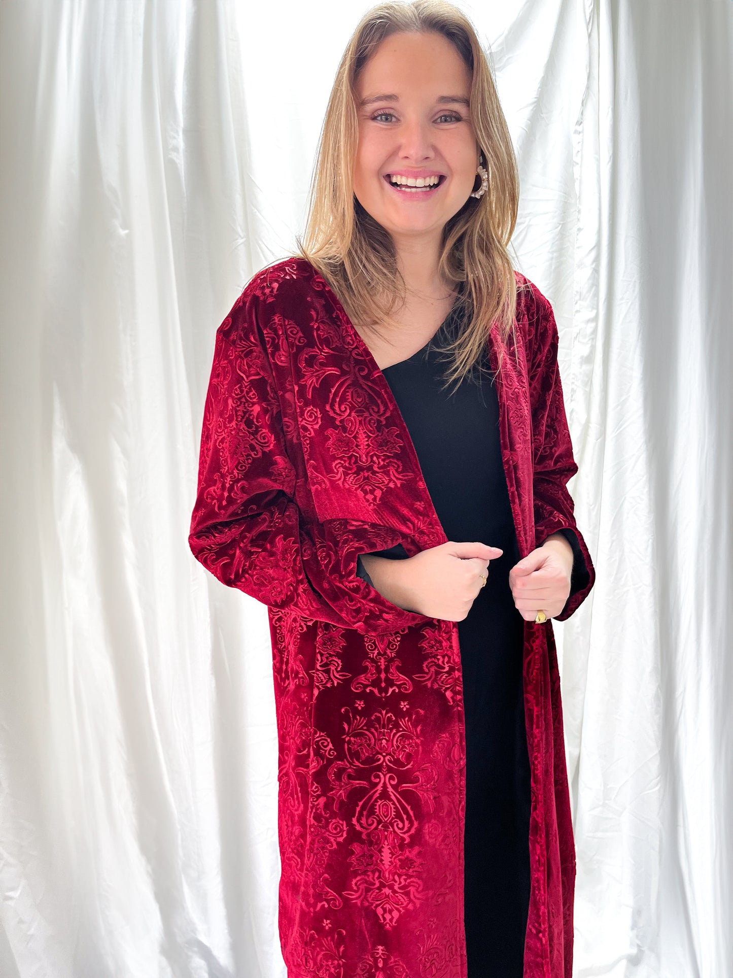 Kimono Terciopelo Rojo Diseño