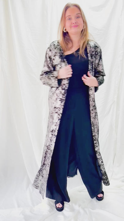 Kimono Tercipelo Negro/Plateado